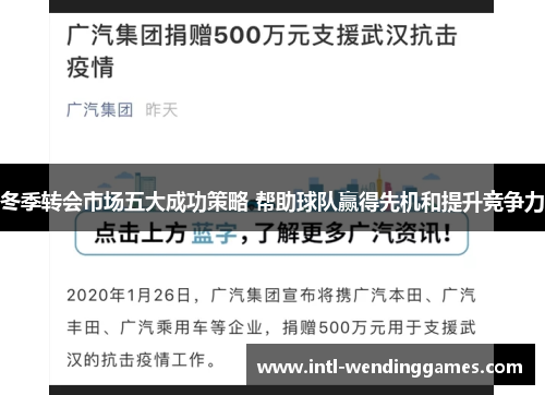 冬季转会市场五大成功策略 帮助球队赢得先机和提升竞争力