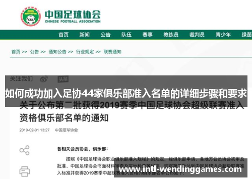 如何成功加入足协44家俱乐部准入名单的详细步骤和要求