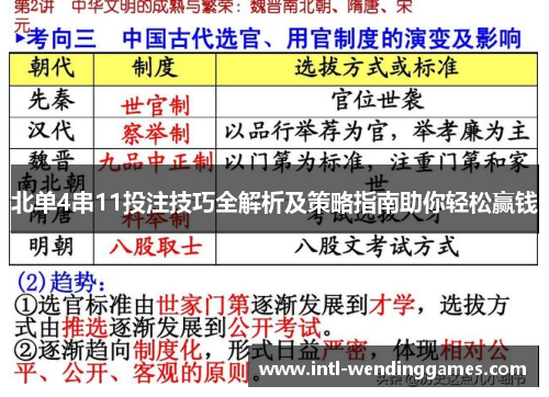 北单4串11投注技巧全解析及策略指南助你轻松赢钱