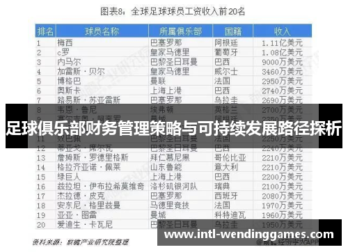 足球俱乐部财务管理策略与可持续发展路径探析